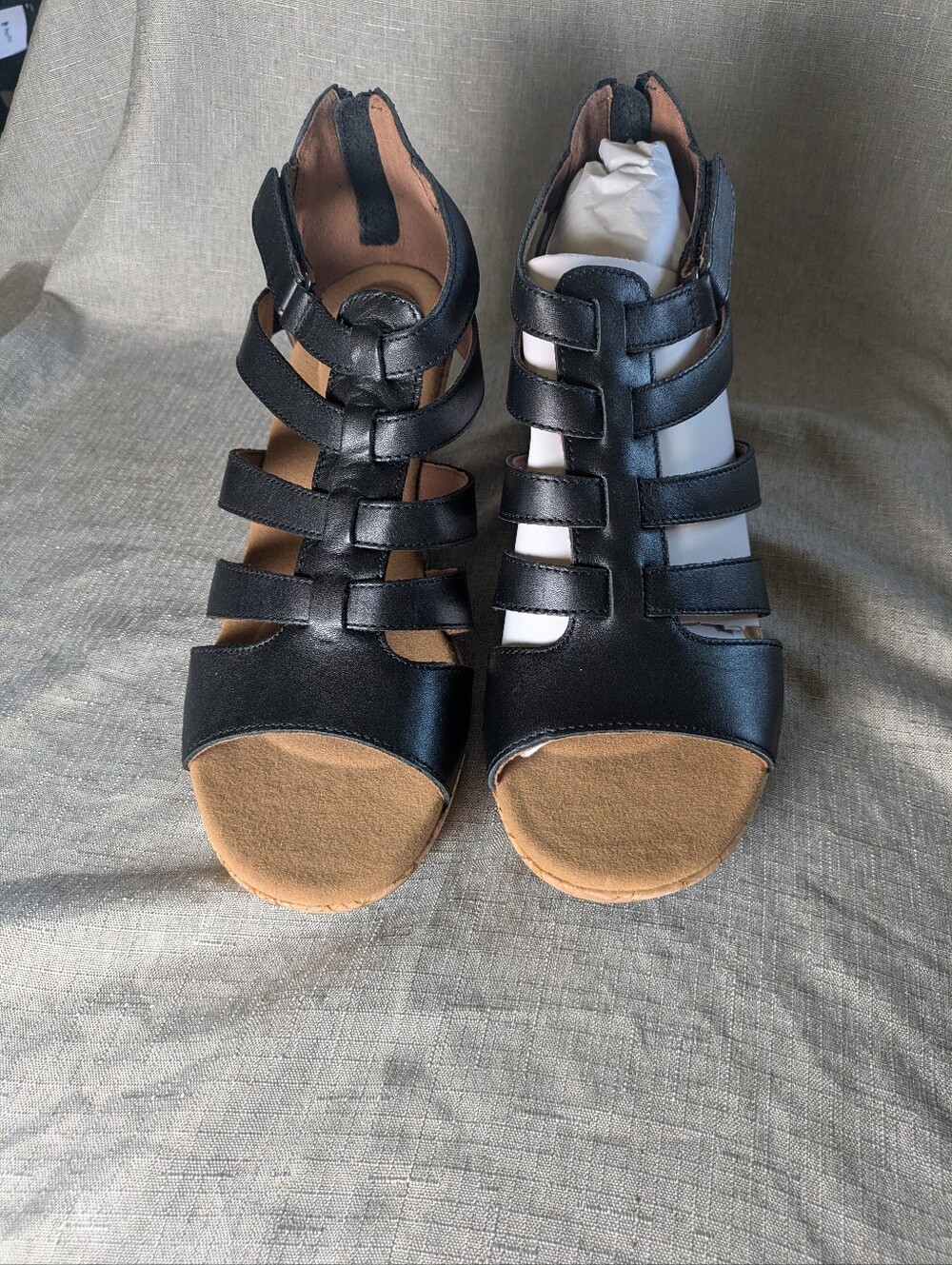 Rockport Briah Gladiator Wedge Sandals Black Leather NIB 10M